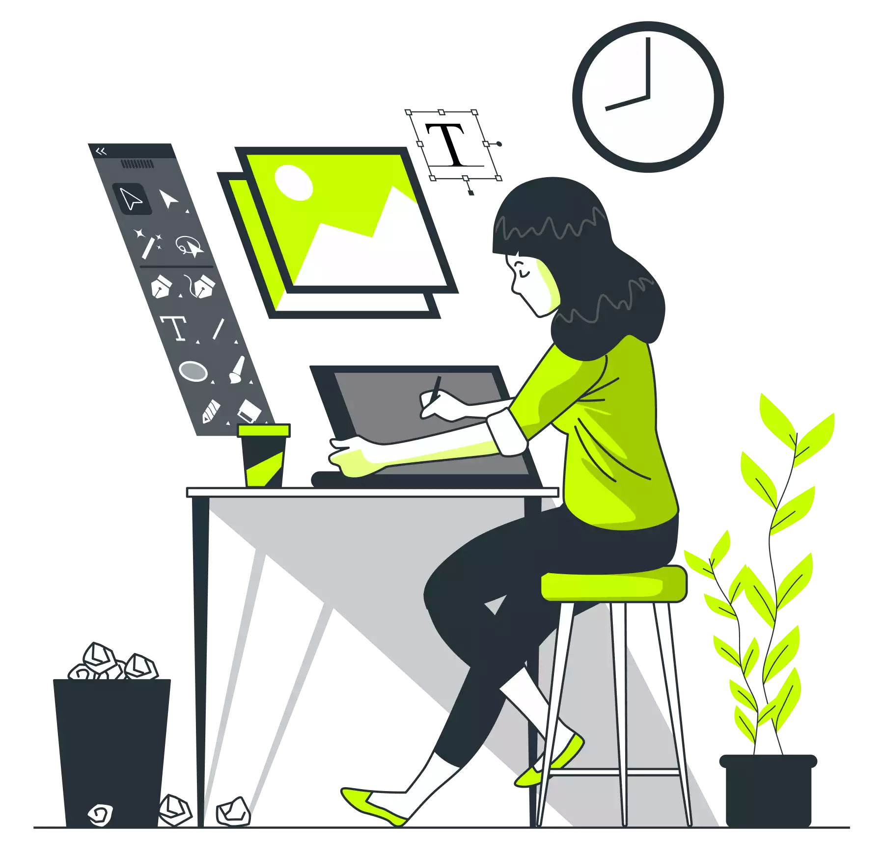 Hand-drawn graphic design illustration with detailed visual storytelling