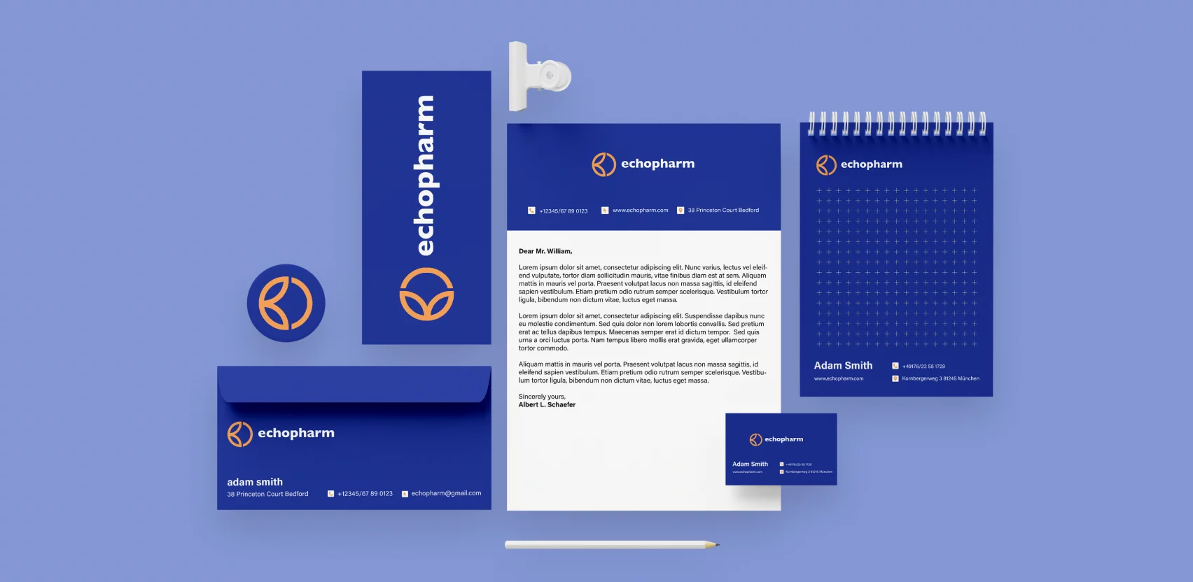 Minimalist stationery design with clean layout and modern typography