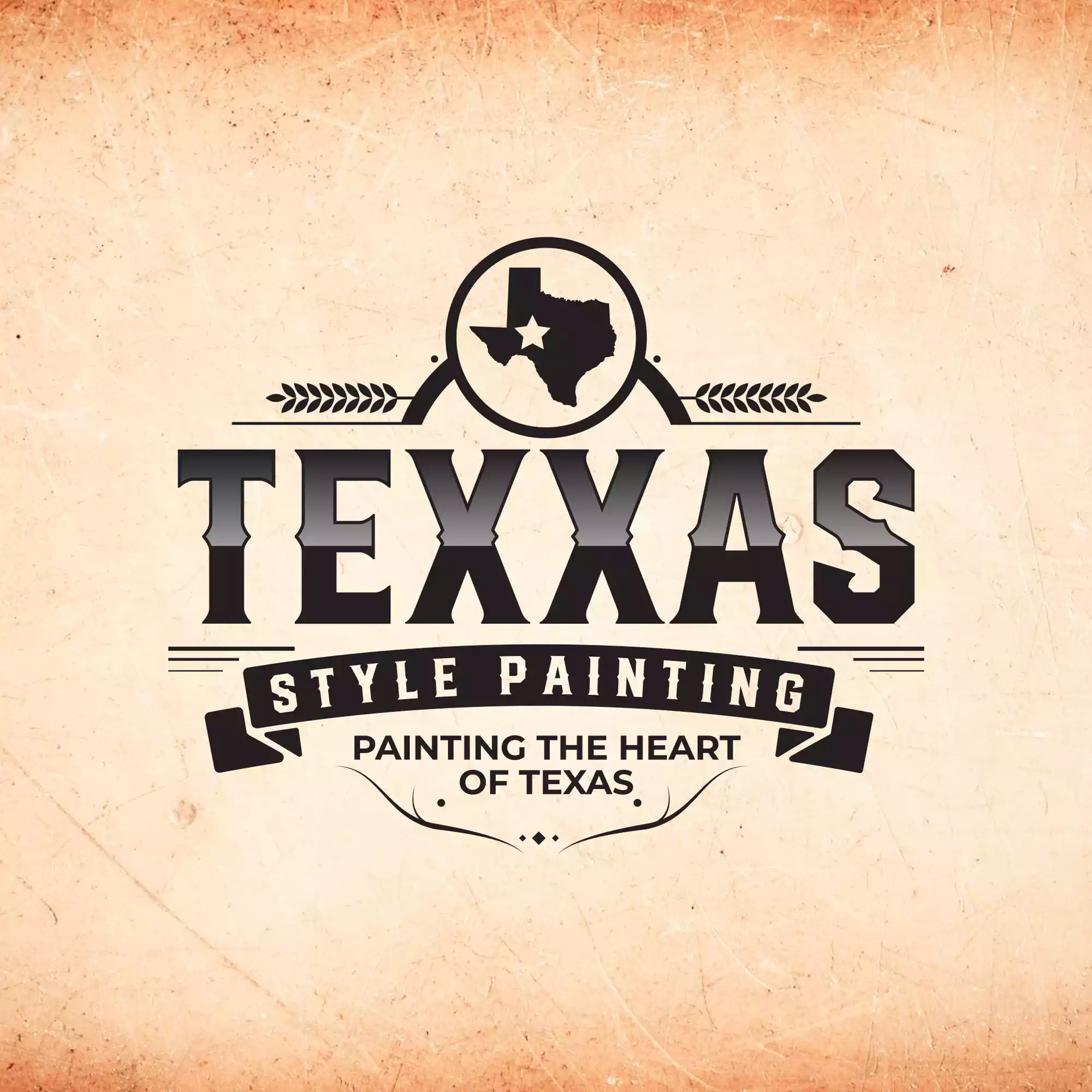 Vintage logo design for Texas-style painting business with rustic elements