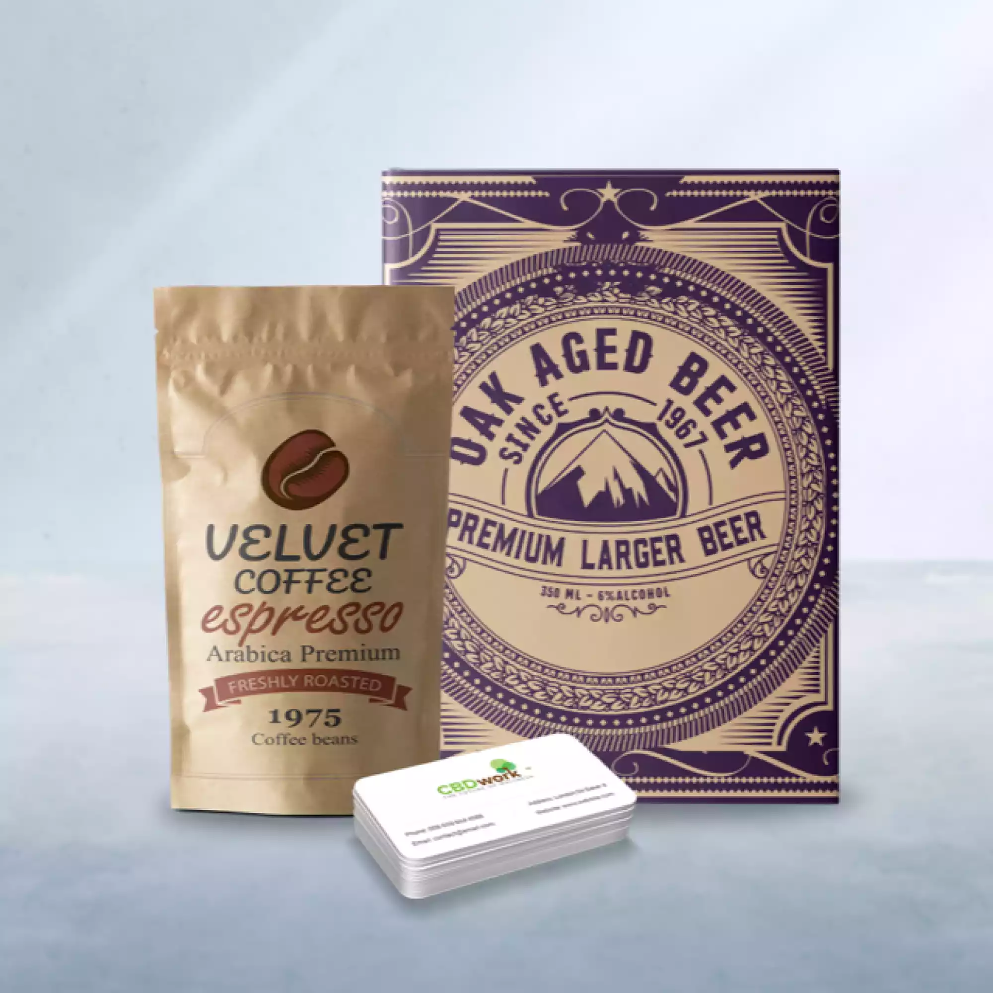 Branded custom packaging design with stylish typography and premium finish